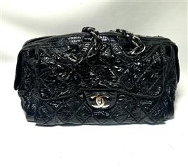 CHANEL Patent Quilted Day Go Black Flap Shoulder Bag!